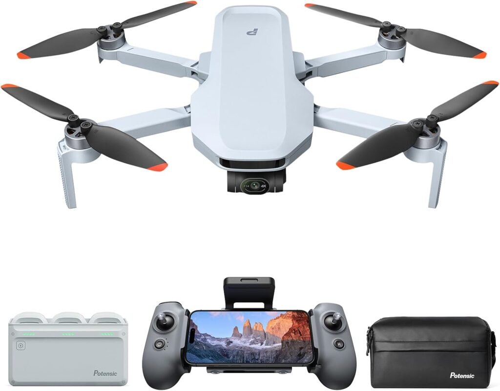 Potensic ATOM 2 GPS Drohne mit Kamera, 4K HDR-Video, 8K Foto, 10KM Übertragung, < 249g, 3-Achsen-Gimbal, AI-Folgen/AI-Nacht/QuickShots/Vertikale Aufnahmen, 3 Akkus 96 Min. Flugzeit, C0, für Erwachsene