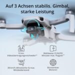 DJI Mini 4K Camera Drohnen Combo mit 4K UHD Kamera für Erwachsene, 3-Achsen-Gimbal-Stabilisierung, 10 km Videoübertragung, Autom. Rückkehr, windstabil, 2 Akkus 62 min Flugzeit, QuickShots, Unter 249g