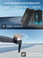 800 Meter Langstrecken-Überlebens-Bürstenloser Motor Drohne mit 84-minütiger Super-Langzeit-Flugzeit, 4K HD-Kamera-Drohne, CHUBORY A77 WiFi Quadrokopter, Autofolgen, Automatische Schwebung (3 Akkus)