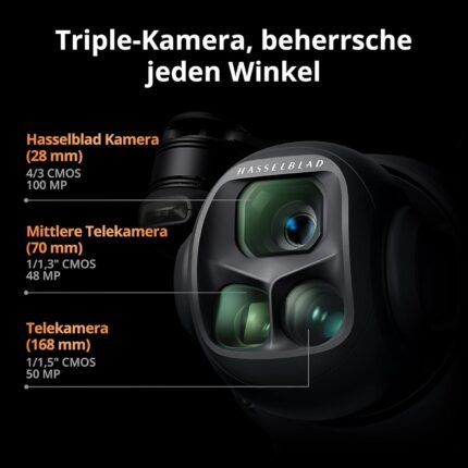 DJI Mavic 4 Pro Fly More Combo, Drohne mit DJI RC 2, Flaggschiff Triple Kamera Drohne mit 100 MP 4/3-CMOS-Hasselblad-Kamera, 30 km Videoübertragung, 51 Min. max. Flugzeit, Ladestation und mehr