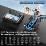 G10 GPS Drohne mit kamera EIS 4K Erwachsene (Bildschirmfernsteuerung), 5G Faltbare Drone mit Bürstenloser Motor, GPS Auto Rückkehr, 2 Akkus für 45 min Flugzeit, unter 249g, Klasse-C0